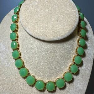 J. Crew Green Crystal and Gold Tone Necklace